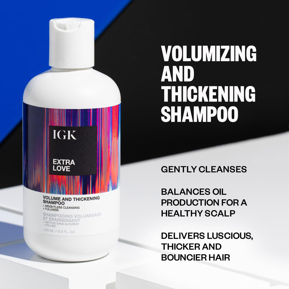 IGK Extra Love foamy lather provides refreshing root cleanse.