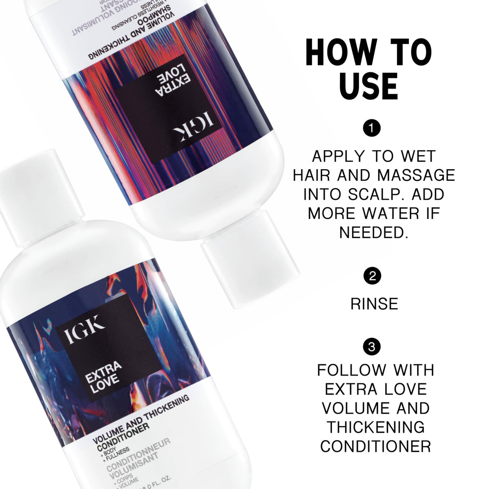 IGK Extra Love scalp-application demo demonstrates easy massage for even distribution.