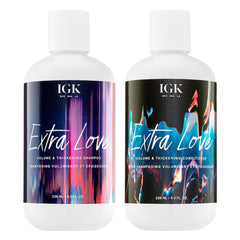 IGK Extra Love Volume Shampoo bottle front shows a lightweight formula for voluminous, fine hair.