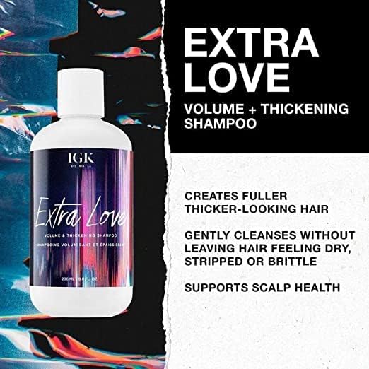 IGK Extra Love Volume Shampoo lather closeup highlights rich foam for lift.