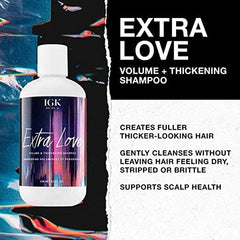 IGK Extra Love Volume Shampoo lather closeup highlights rich foam for lift.