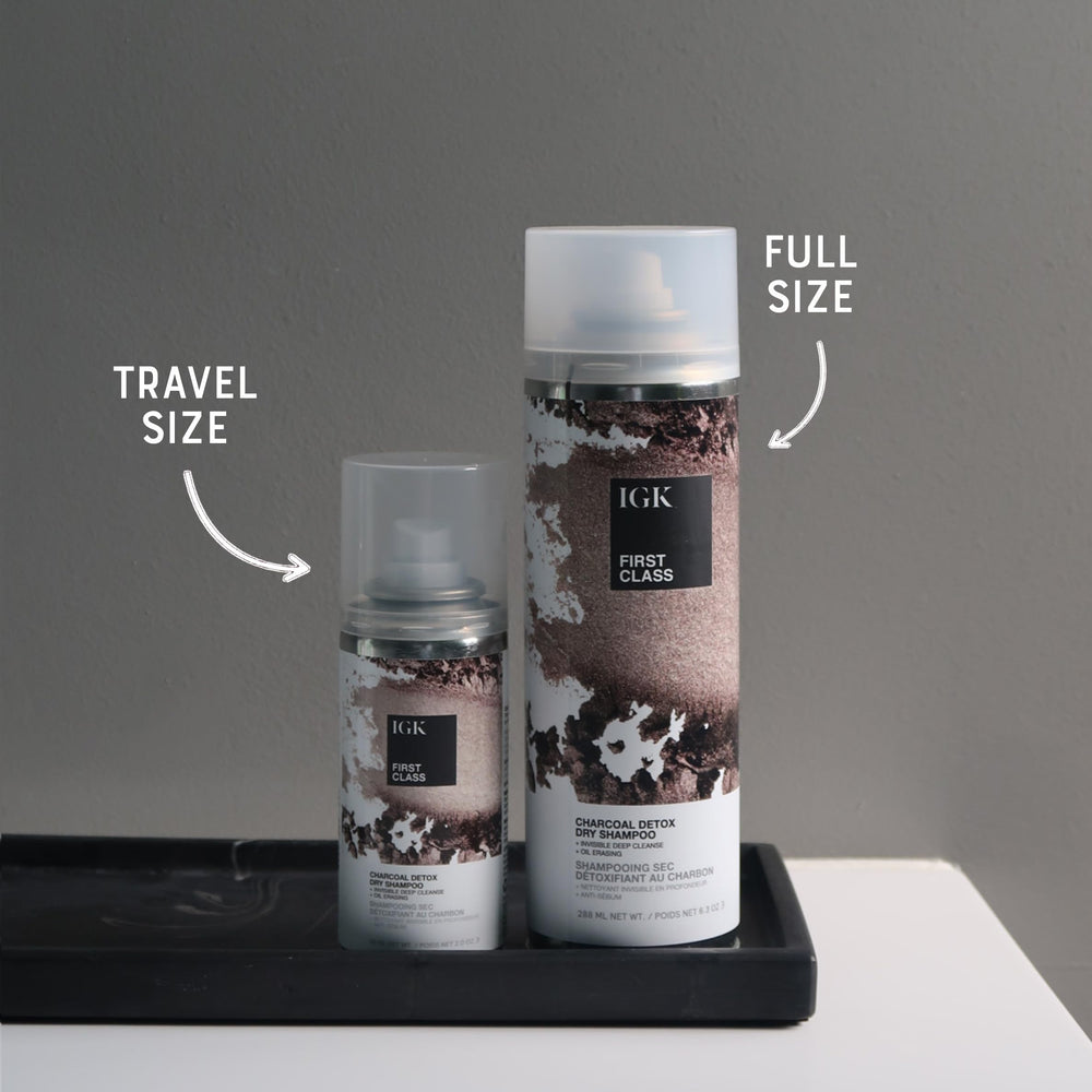 IGK First Class detox dry shampoo absorbs oil and lifts dirt for clean strands.