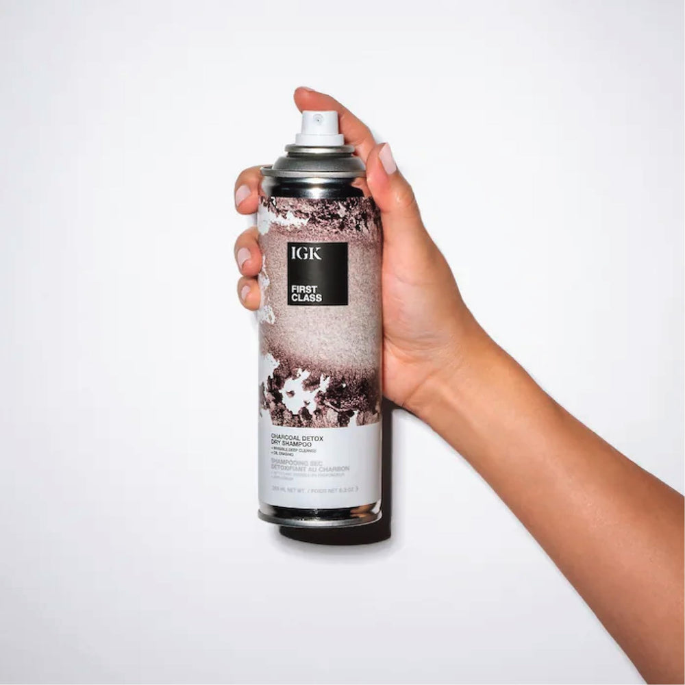 IGK First Class charcoal detox keeps hair feeling clean and refreshed anywhere.