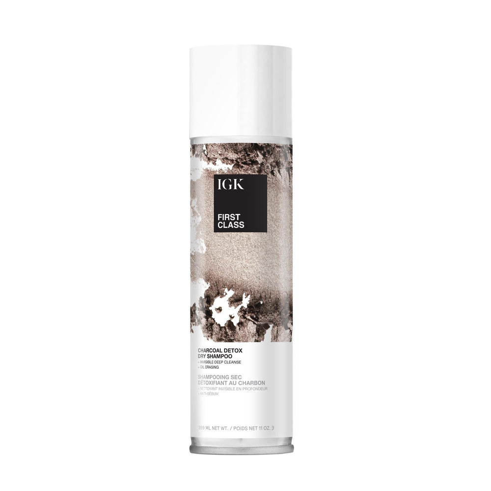 IGK FIRST CLASS Detoxifying Charcoal Shampoo bottle—jumbo 11 oz size for extended freshness.