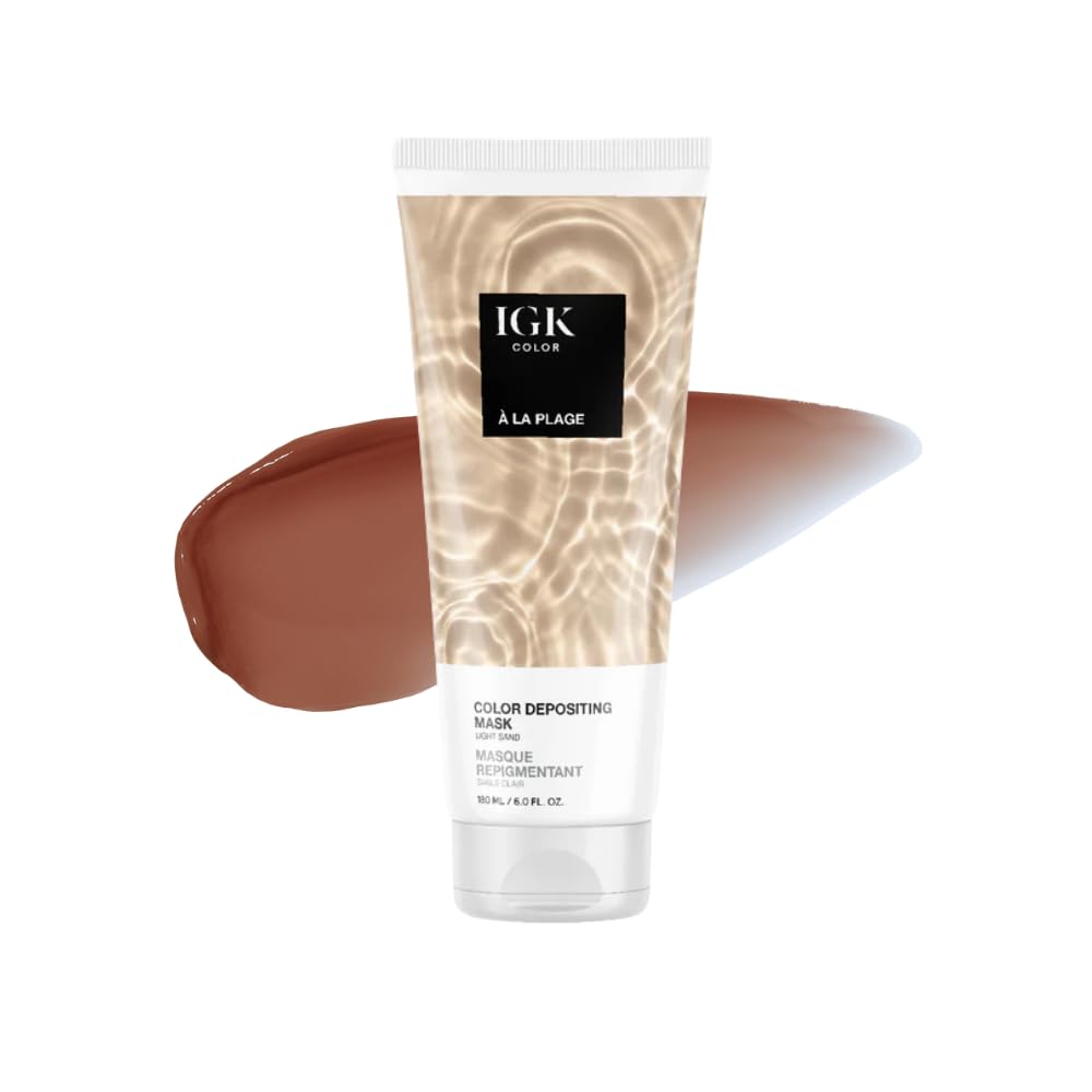 IGK gloss toner Light Sand bottle showing color-refreshing gloss for nourished hair