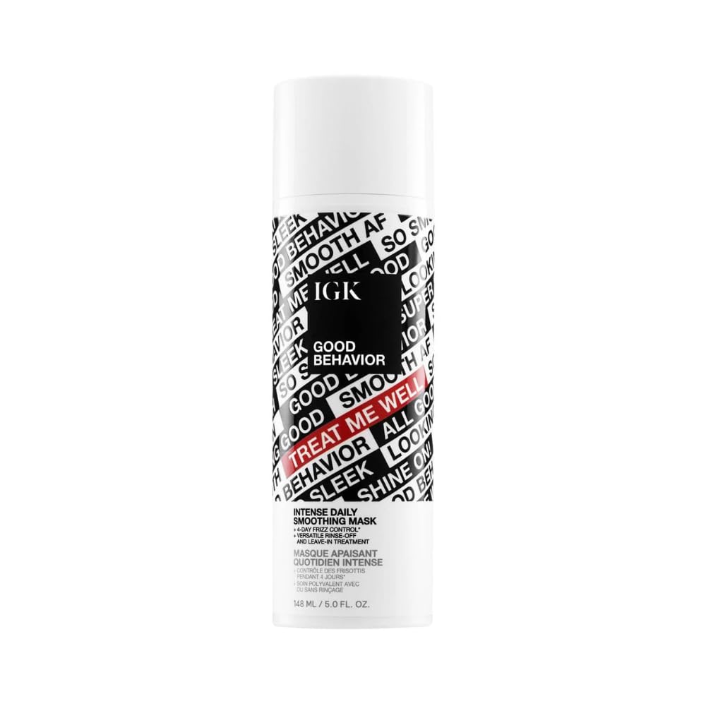 IGK Good Behavior bottle pour demonstrates smooth, frizz-fighting application.