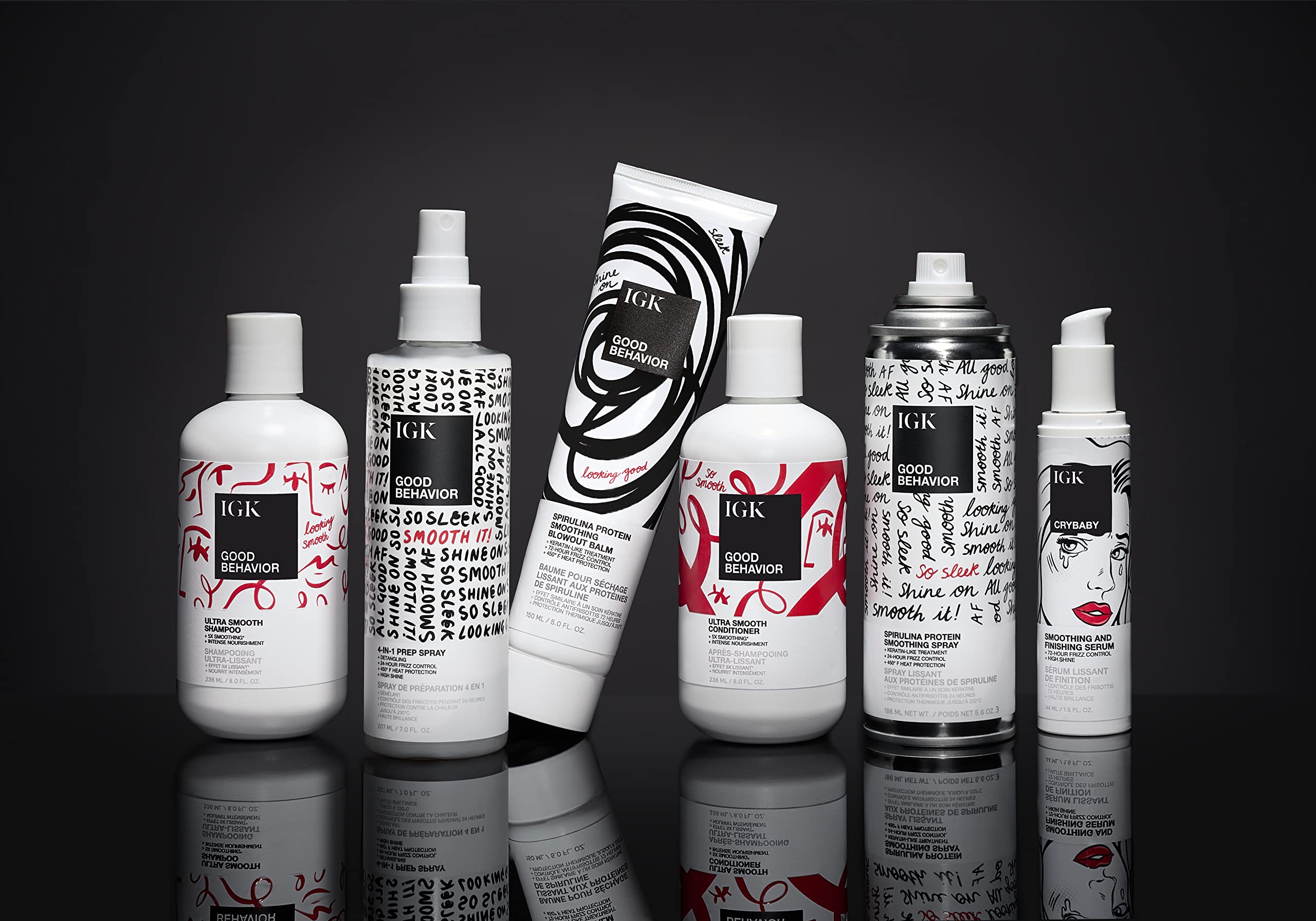 IGK Good Behavior frizz-barrier close-up depicts protective shield for frizz-free styling.
