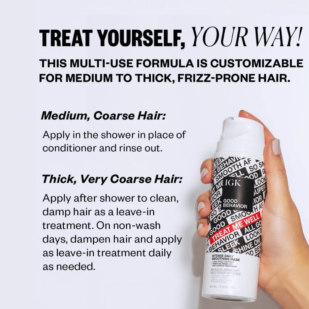 IGK Good Behavior hair application demonstrates even distribution for smoother strands.