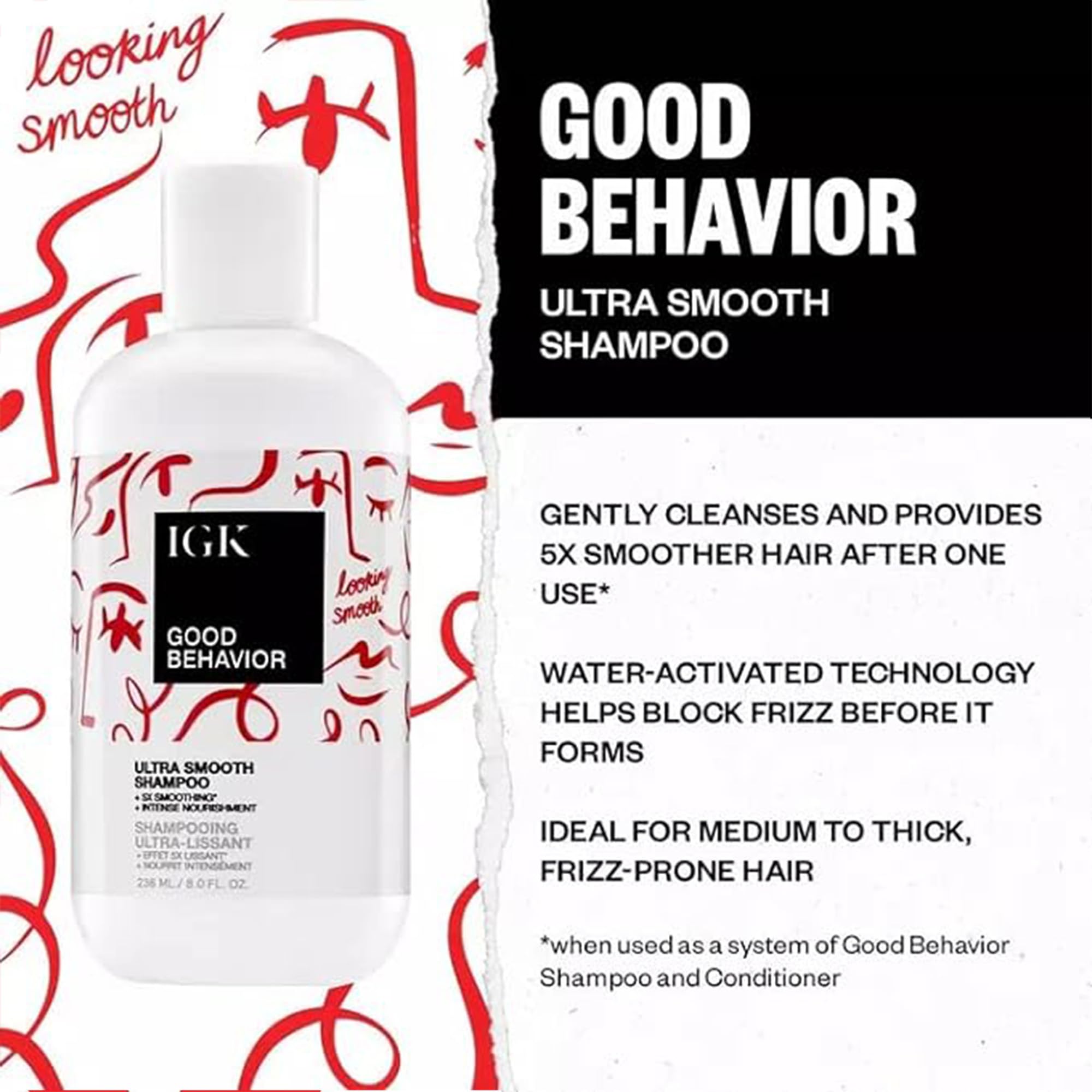 IGK GOOD BEHAVIOR shampoo lather close-up hints at gentle cleansing experience.