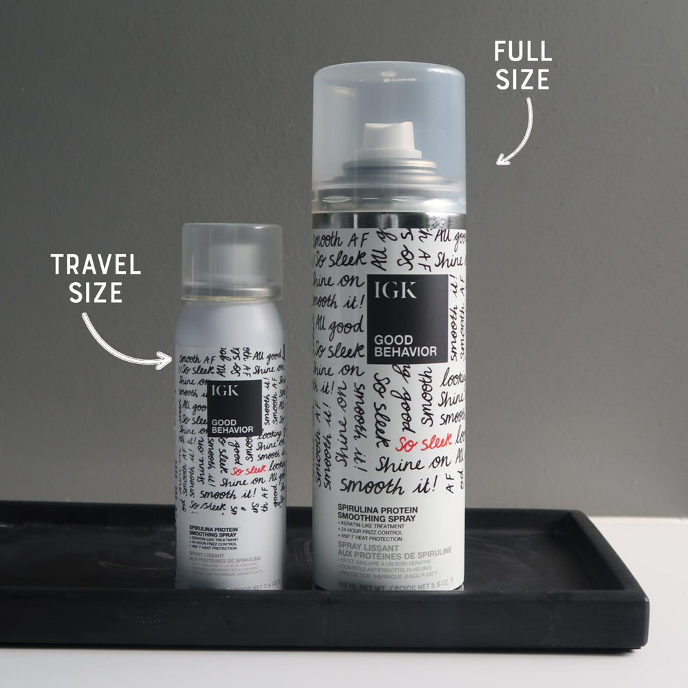 IGK Good Behavior spray applied on damp hair to start easy styling.