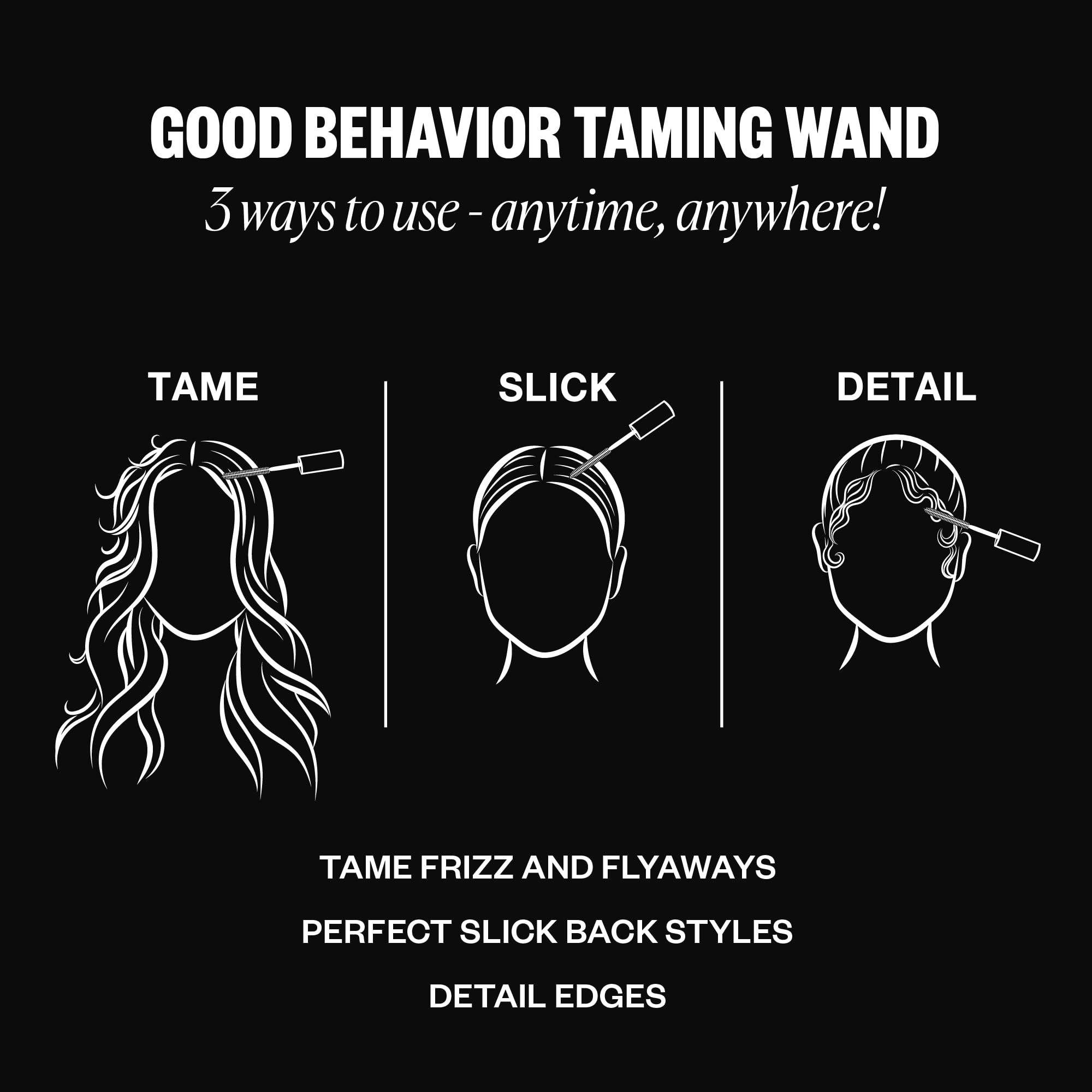 IGK Good Behavior wand flyaway control along hairline for polished look
