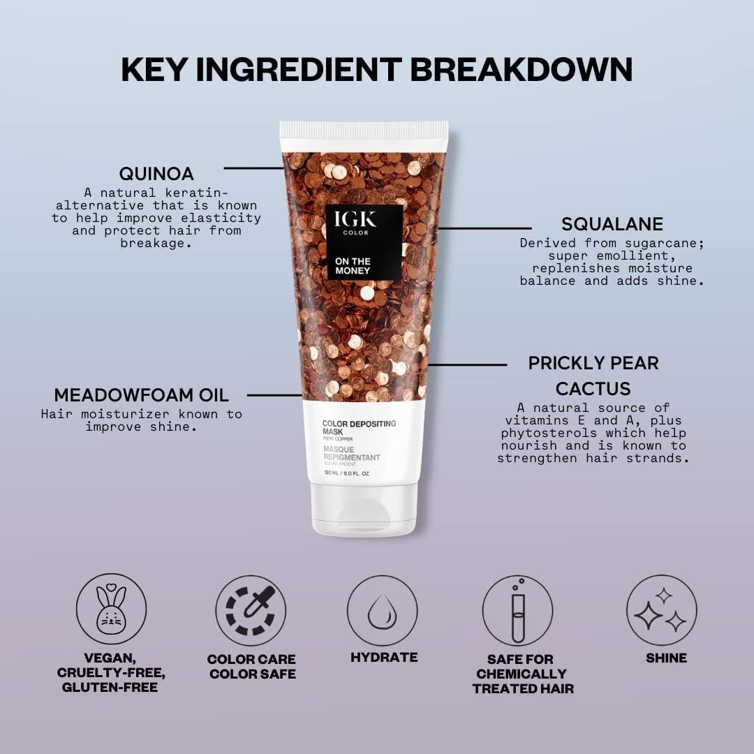 IGK Fiery Copper on damp hair shows rich warmth
