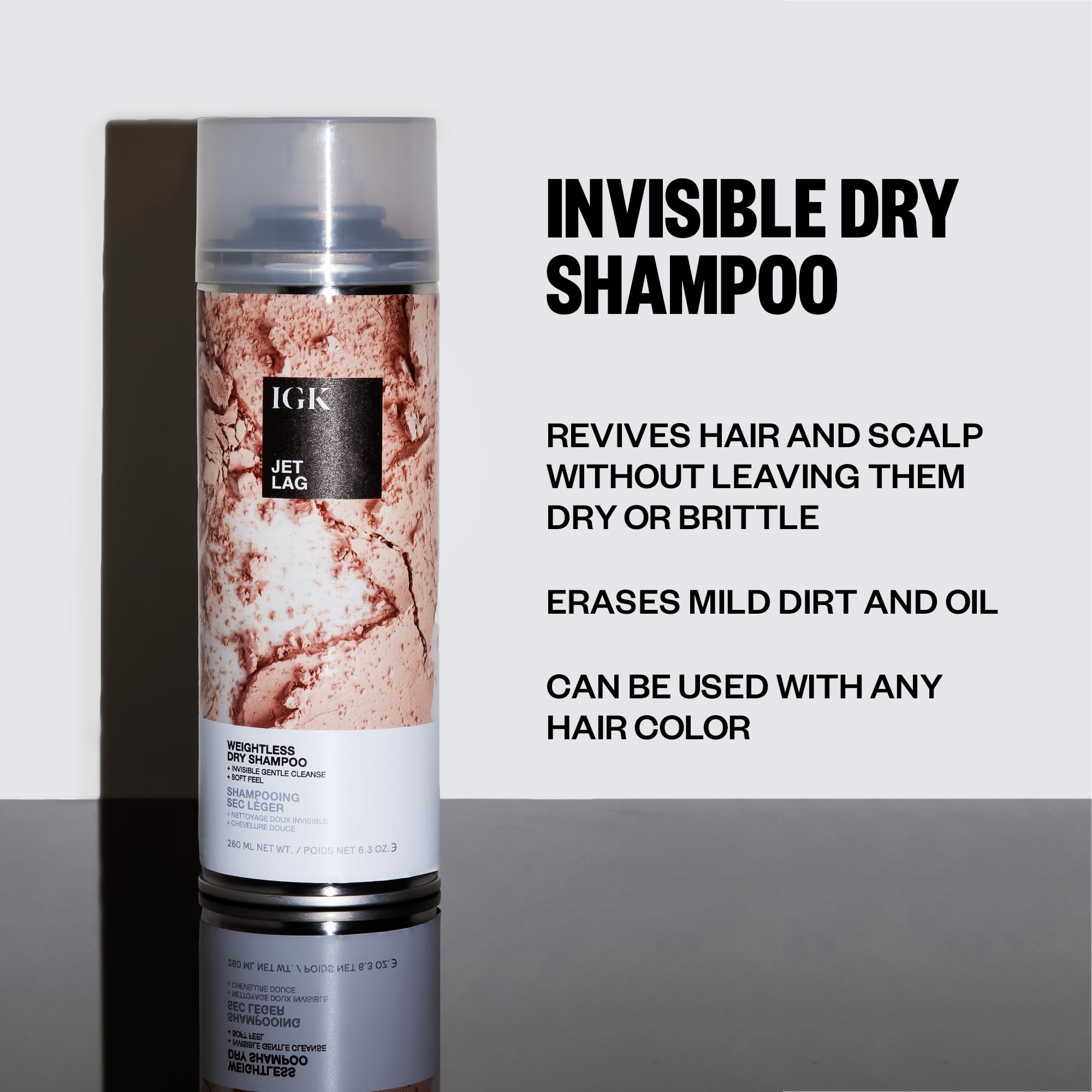 IGK Jet Lag spray application highlights quick refresh between blowouts