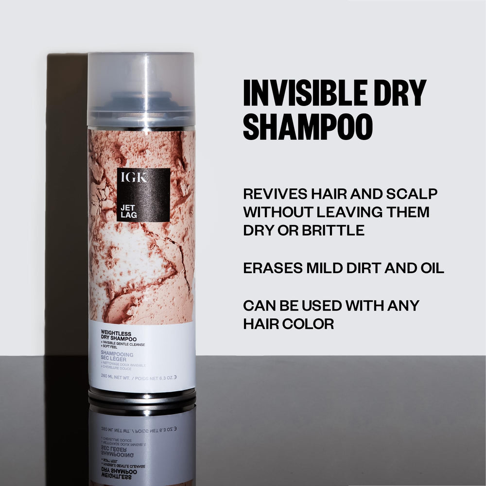 IGK Jet Lag spray application highlights quick refresh between blowouts