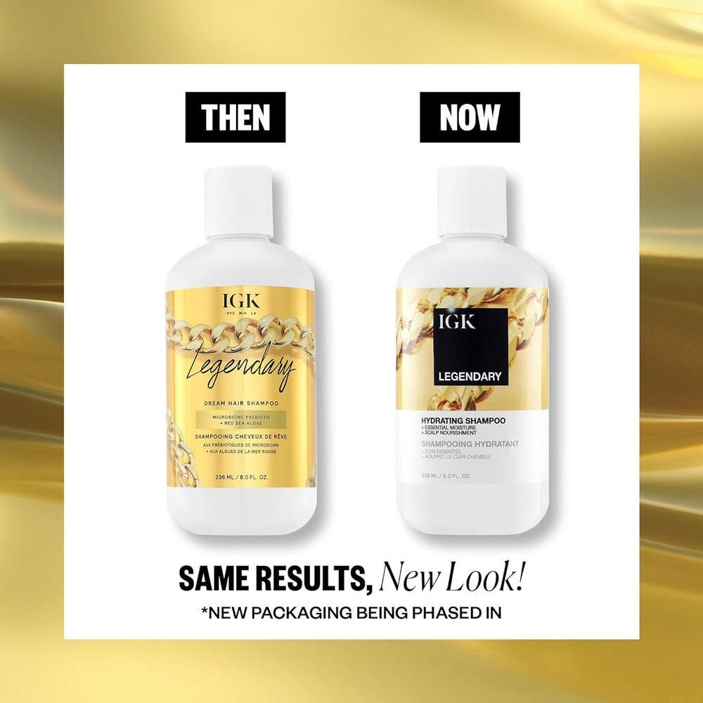 IGK Legendary Dream Conditioner in hand shows nourishing slip for detangling and softness.