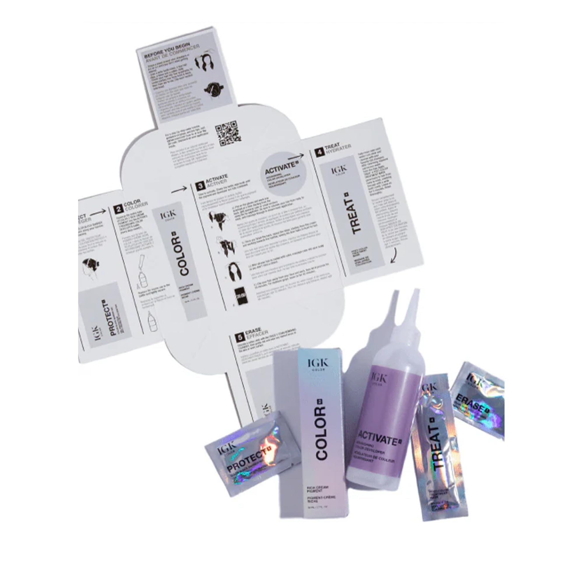 IGK packaging box and instructions for easy at-home color