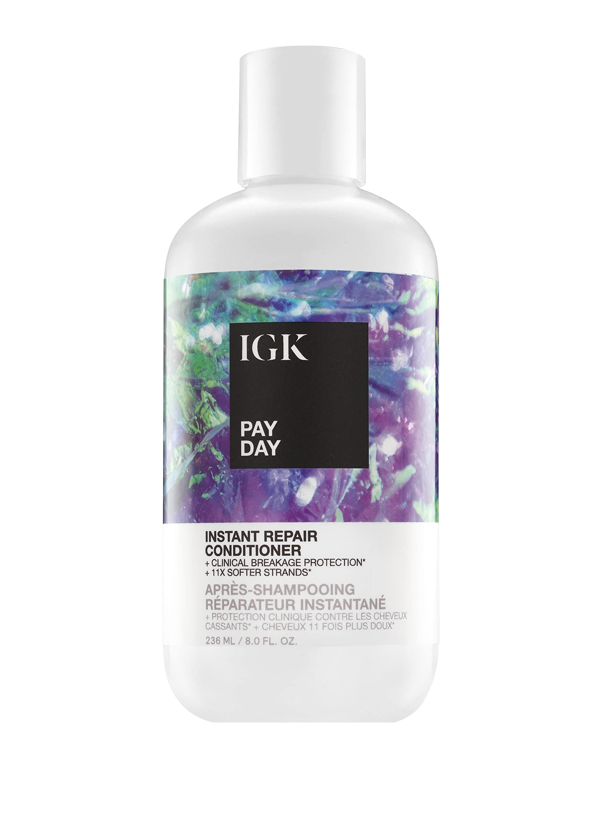 IGK PAY DAY instant repair conditioner bottle highlights repair-ready formula for stronger, shinier hair