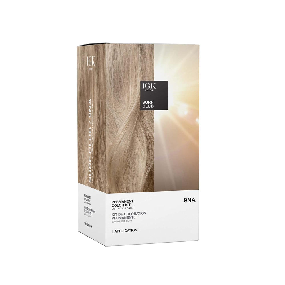 IGK 9NA Surf Club bottle shows ammonia-free formula for vibrant, salon-worthy color at home.