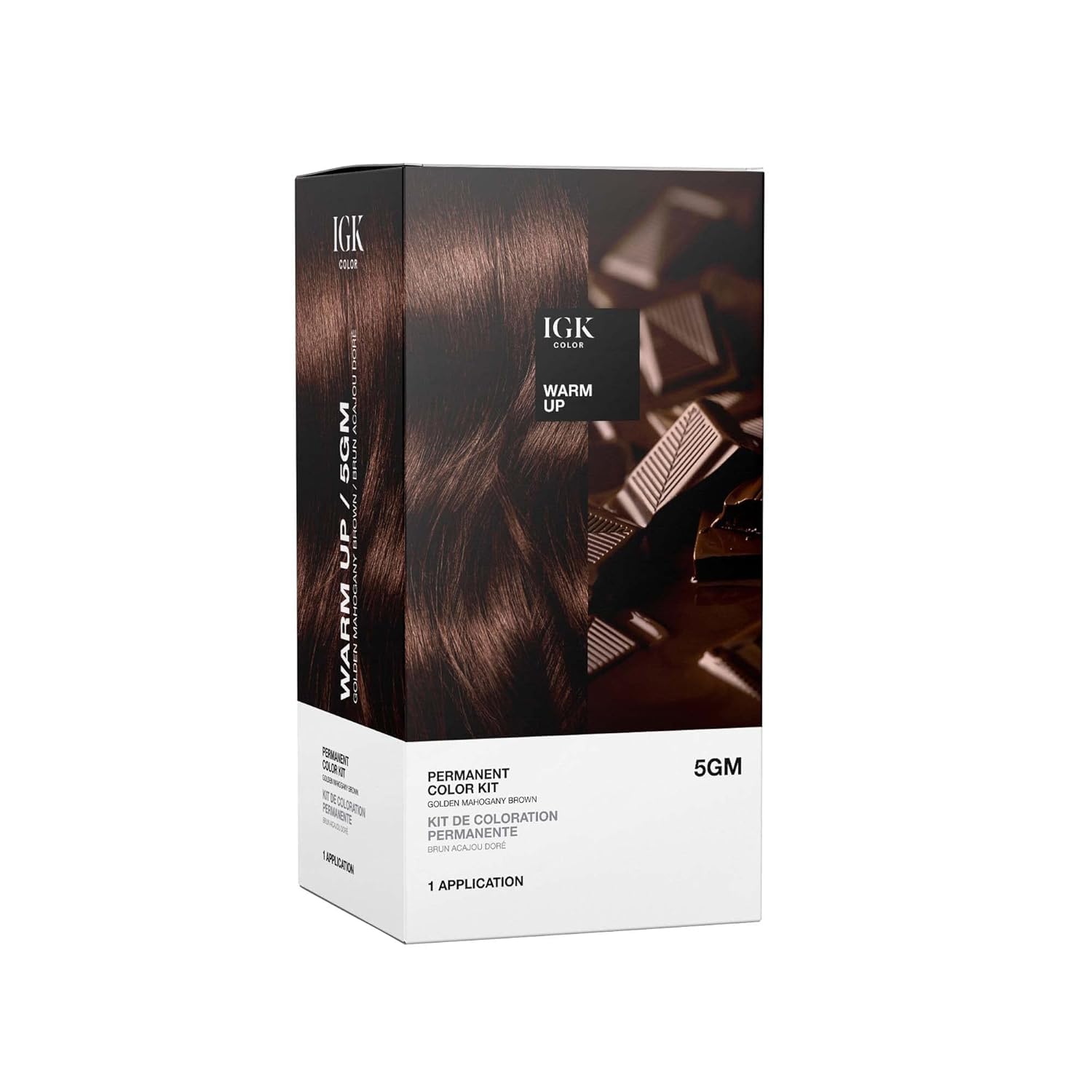 IGK permanent hair dye kit warm up box front showing salon-grade color at home