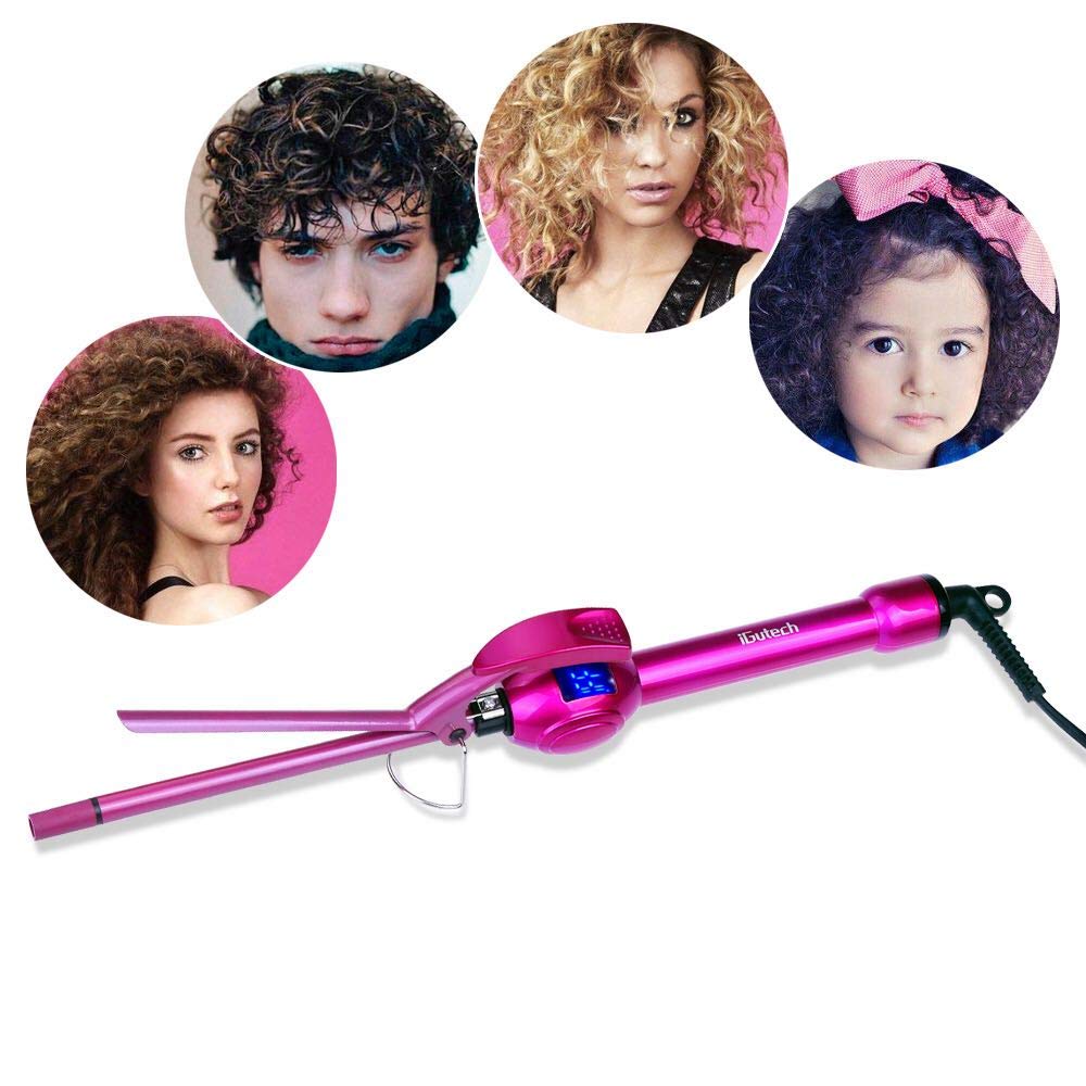 iGutech curling iron LCD display shows precise temperature for consistent styling.