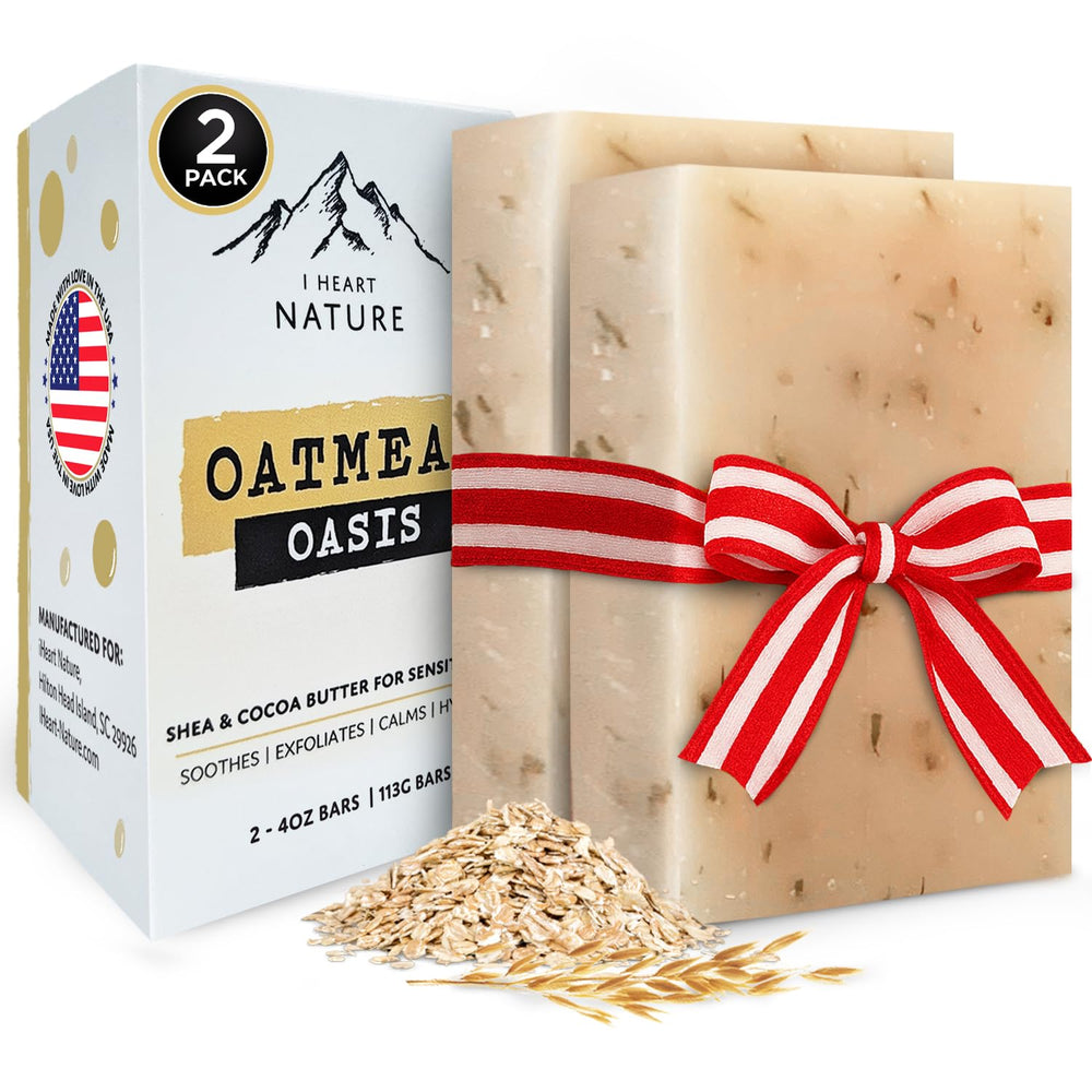 iHeart Nature Gentle Moisture Oatmeal Soap packaging promotes eco-friendly packaging for mindful skincare.