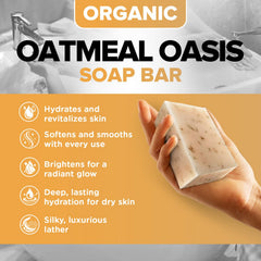 iHeart Nature Oatmeal Soap bar closeup reveals creamy lather for sensitive skin.