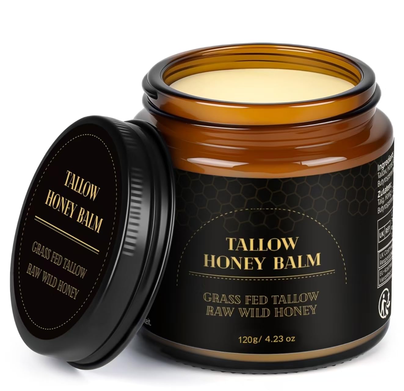 IIIMEIDU beef tallow honey balm jar for daily facial and body hydration.