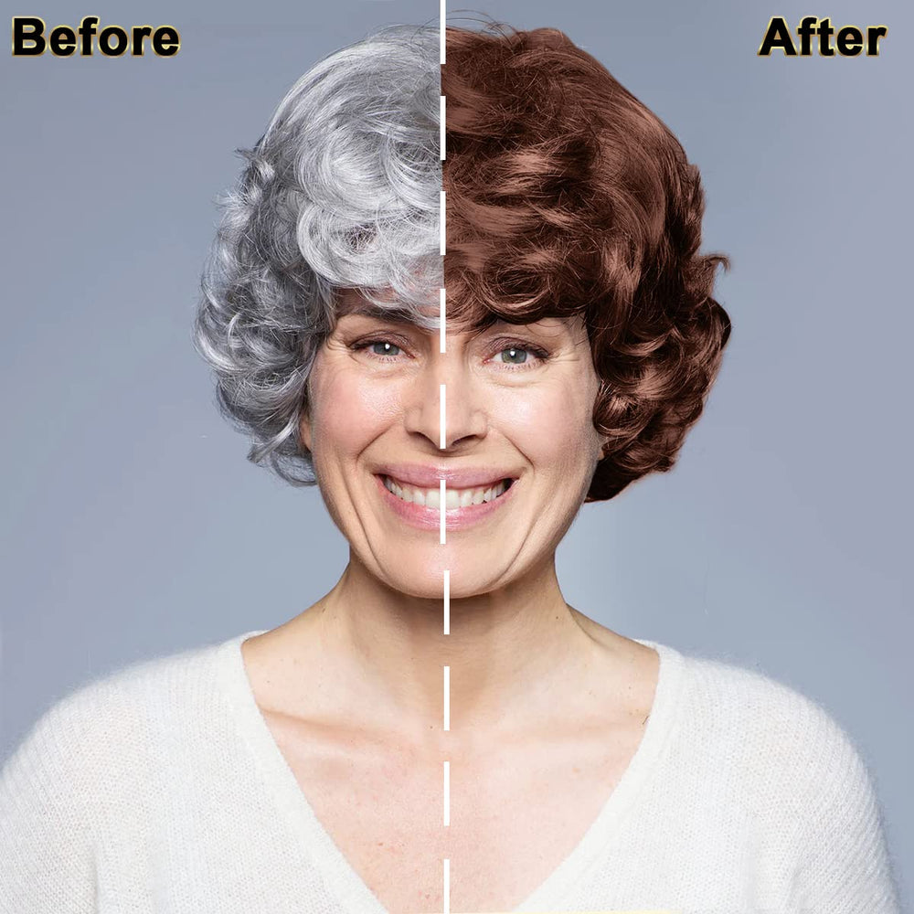IIIMEIDU Gray Hair Coverage Shampoo before-after comparison highlights transformation potential.