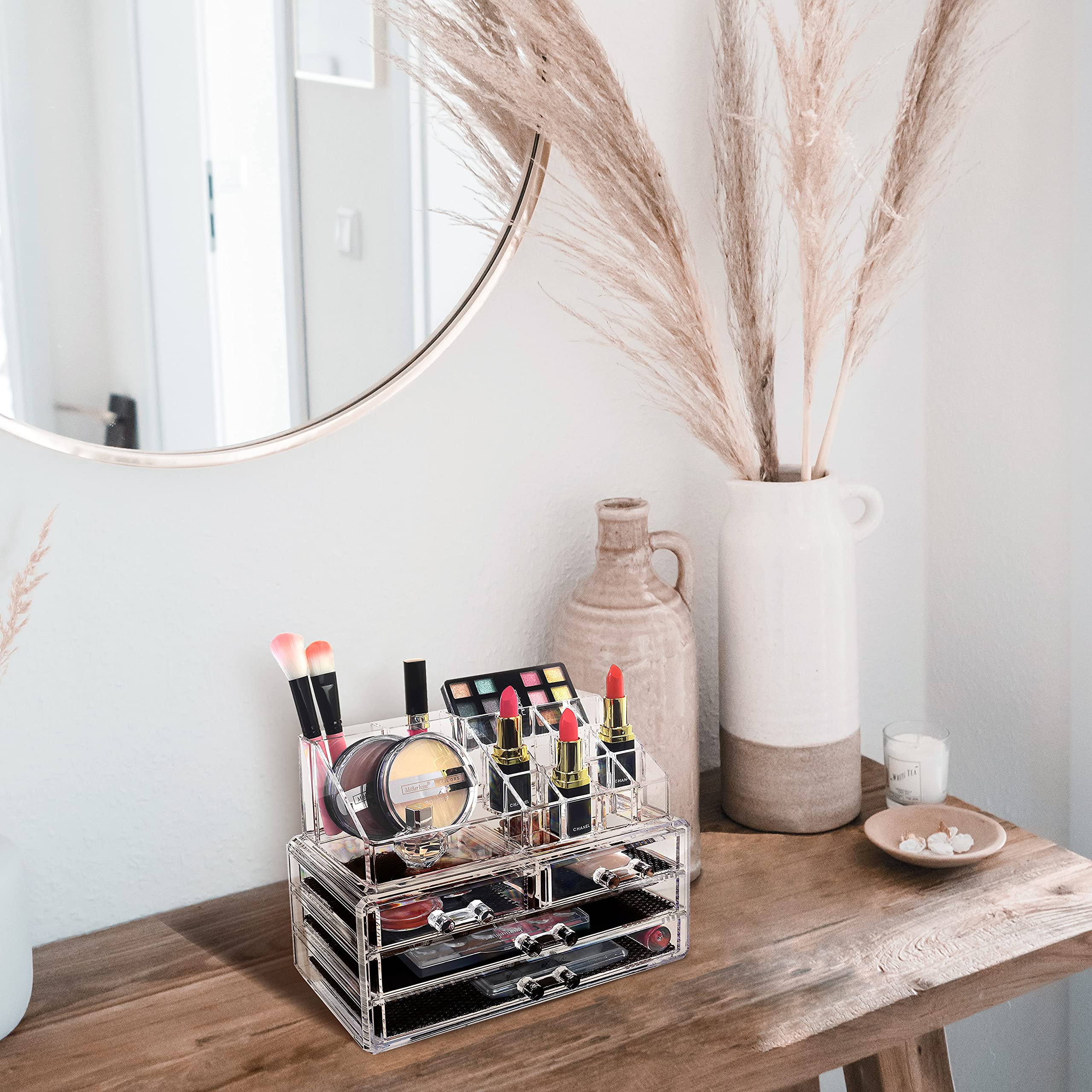 Ikee Design clear acrylic countertop organizer showcases items and speeds routines
