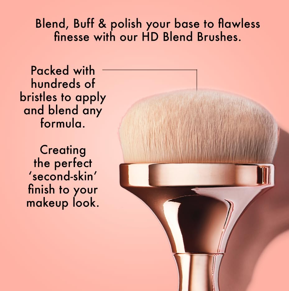 ICONIC LONDON HD Blend brush in hand demonstrates comfortable, precise control with the sculpted handles.