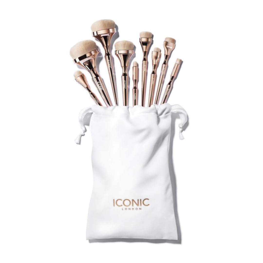 ICONIC LONDON HD Blend complete set packaging showcases premium brushes for flawless base application.