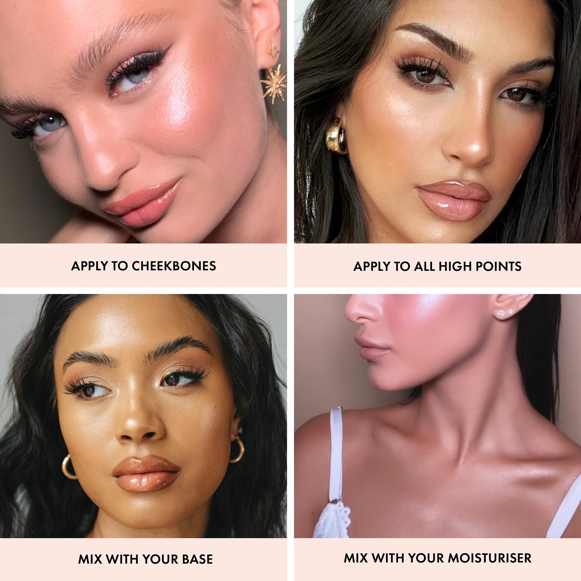 ICONIC LONDON illuminator mixed with foundation for customizable soft-focus glow.