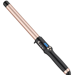 IKV 1-inch curling wand closeup shows tourmaline ceramic barrel for smooth, frizz-free styling.