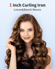 IKV 1inch curling wand LCD display highlights adjustable heat for tailored hair care.