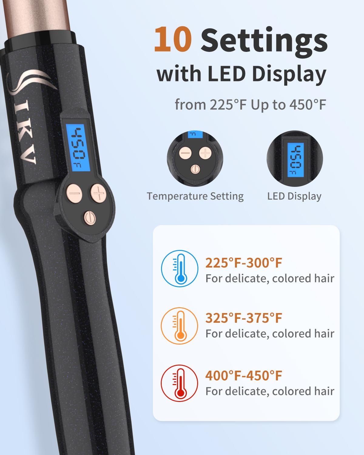 IKV 1inch curling wand safety stand keeps countertops burn-free during use.