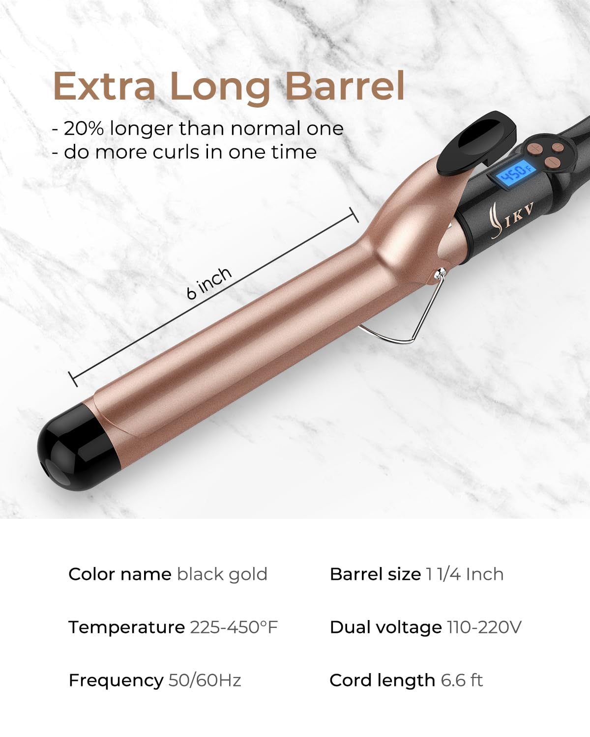 IKV curling iron 360-swivel-cord close-up for smooth movement during styling