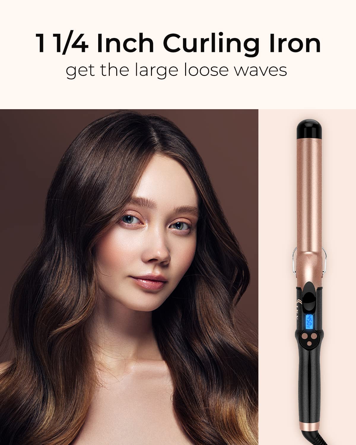 IKV curling iron ceramic-tourmaline coating close-up highlighting frizz reduction and shine
