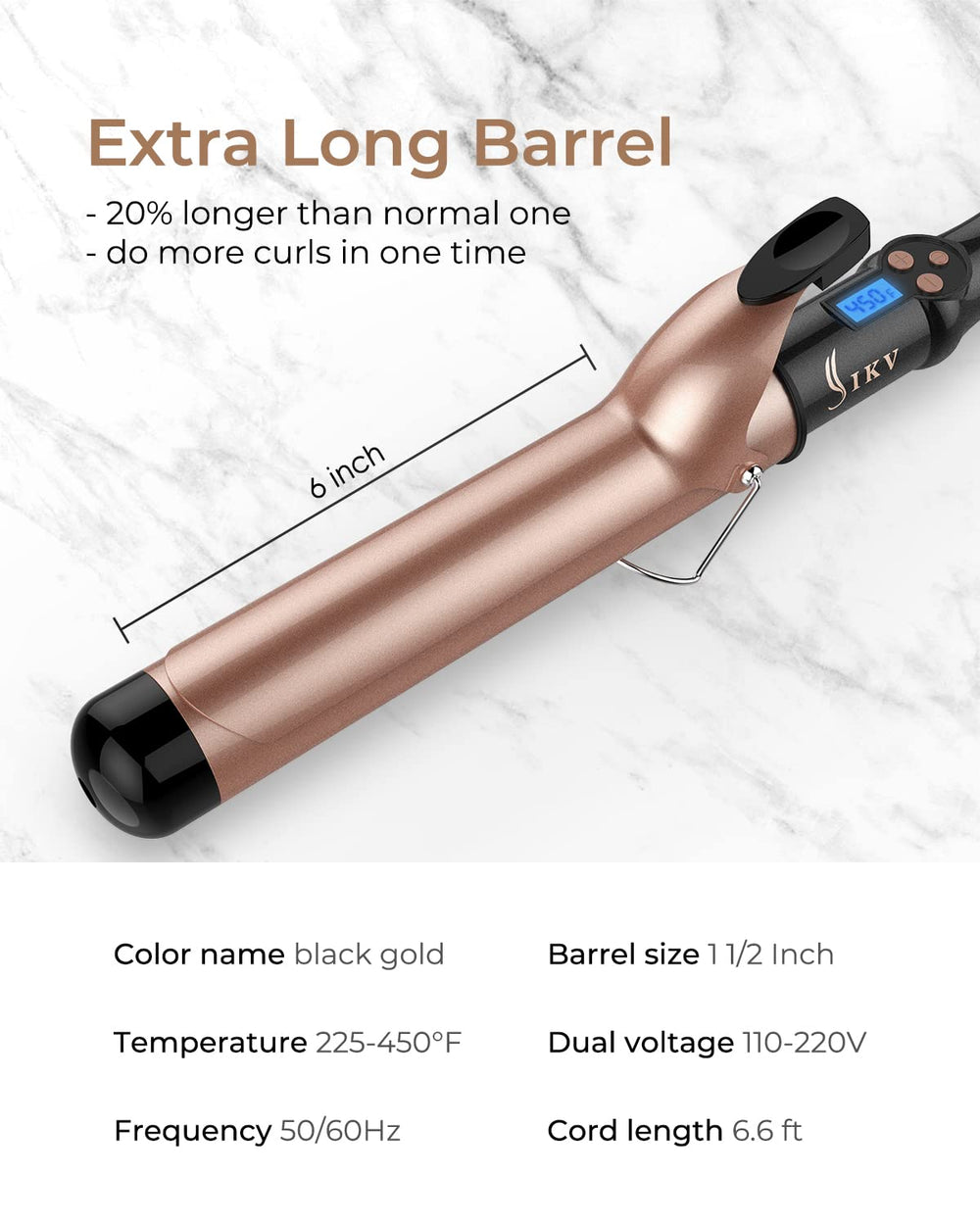 IKV curling iron dual voltage for worldwide travel styling