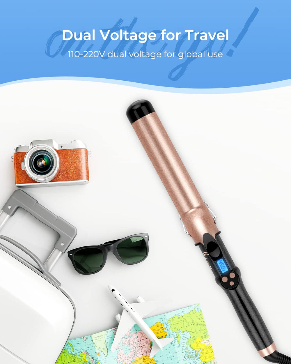 IKV curling iron with slim ergonomic handle reducing hand fatigue