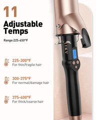 IKV curling iron digital LED readout showing precise temperature