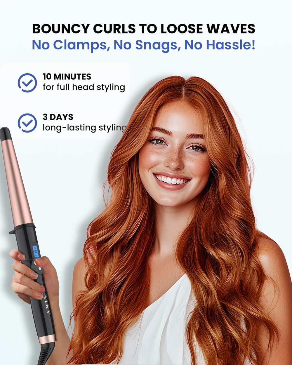 IKV curling wand showing lightweight design for travel styling