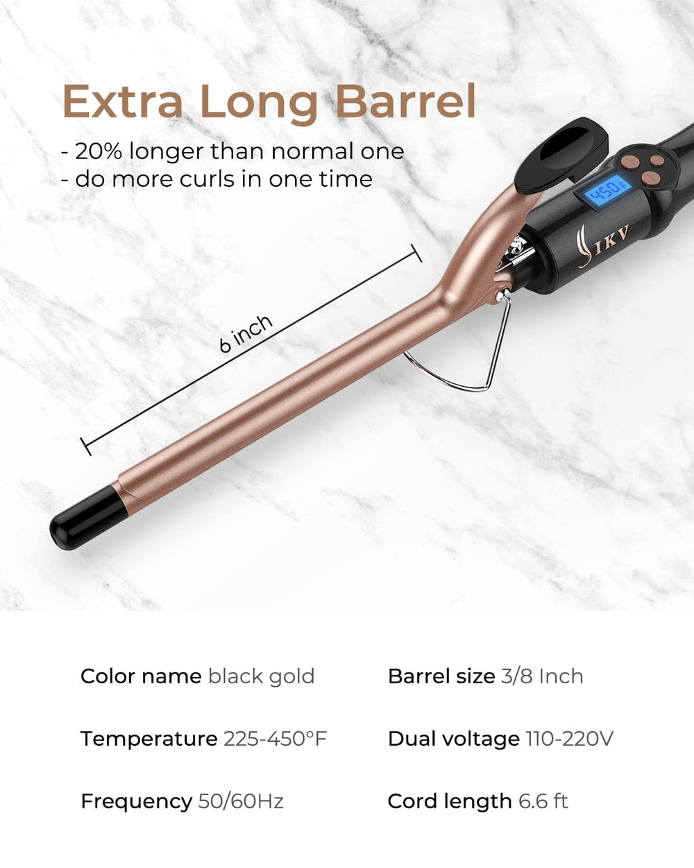 IKV ergonomic slim handle with 6.6ft swivel cord and glove