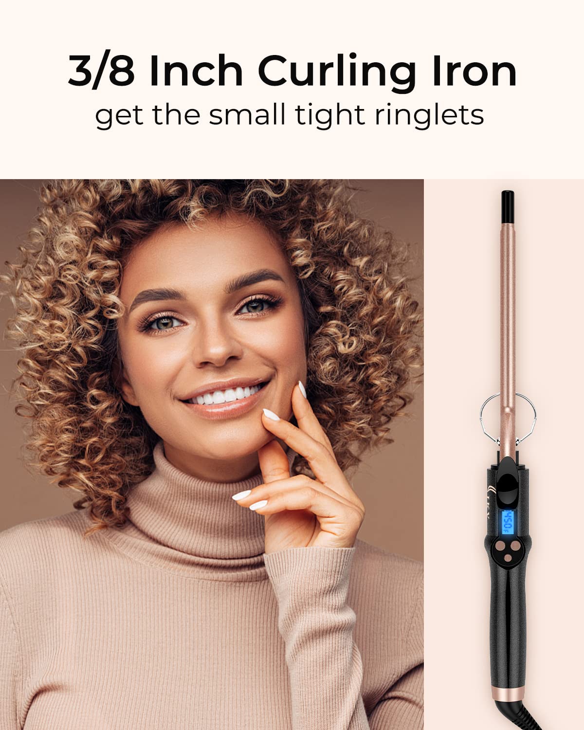 IKV curling iron 9mm short hair design for precise curls