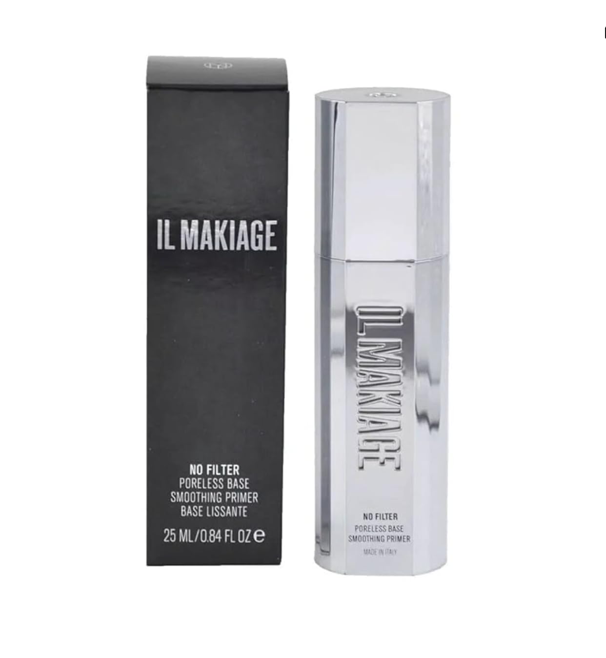 Il Makiage No Filter Poreless Base bottle shows pore-minimized matte finish for all-day wear