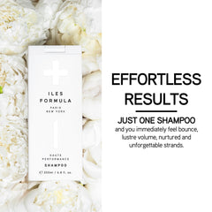 ILES FORMULA Shampoo wet hair lather captures rich hydration for frizz-prone strands.