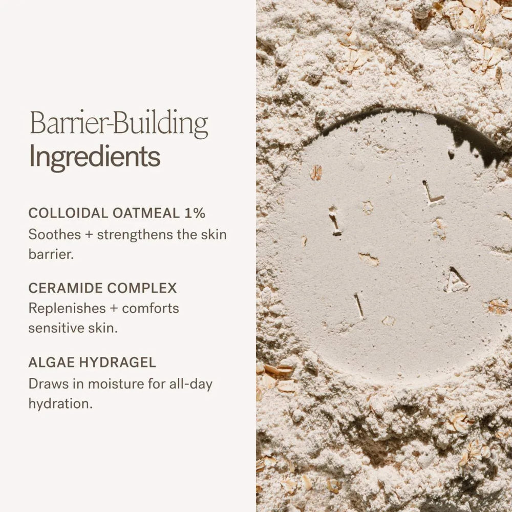 ILIA Barrier Build Cream algae hydragel detail suggests lightweight moisture layer.