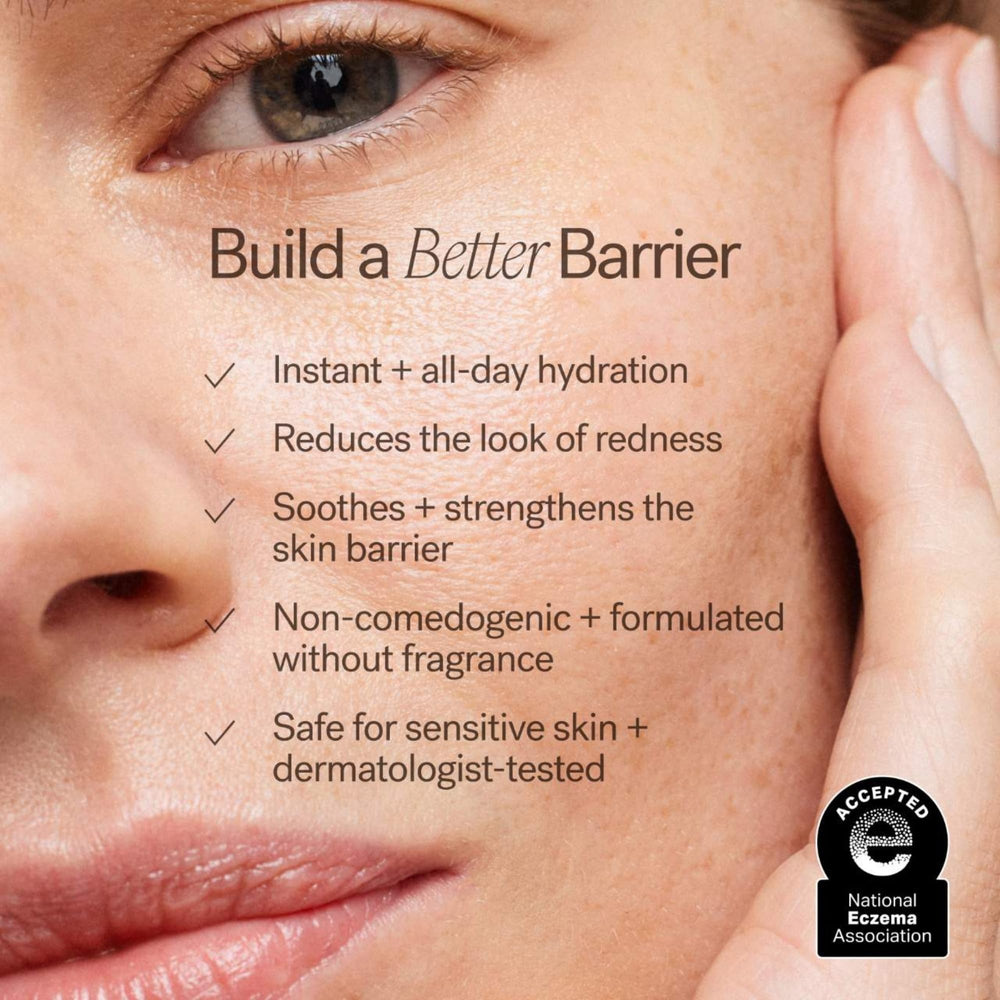 ILIA Barrier Build Cream ingredients close-up emphasizes colloidal oatmeal and ceramide complex.