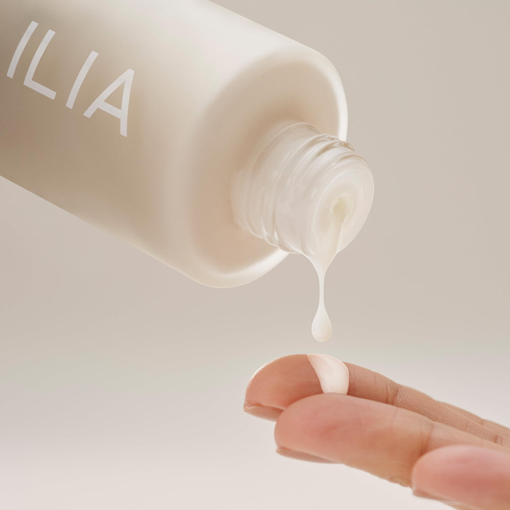ILIA Base Face Milk sensitive-skin-friendly badge implies gentle care.