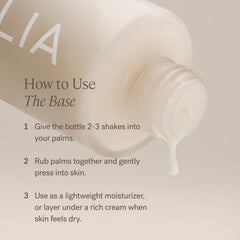 ILIA Base Face Milk texture-swirl close-up shows layerable, creamy formula.