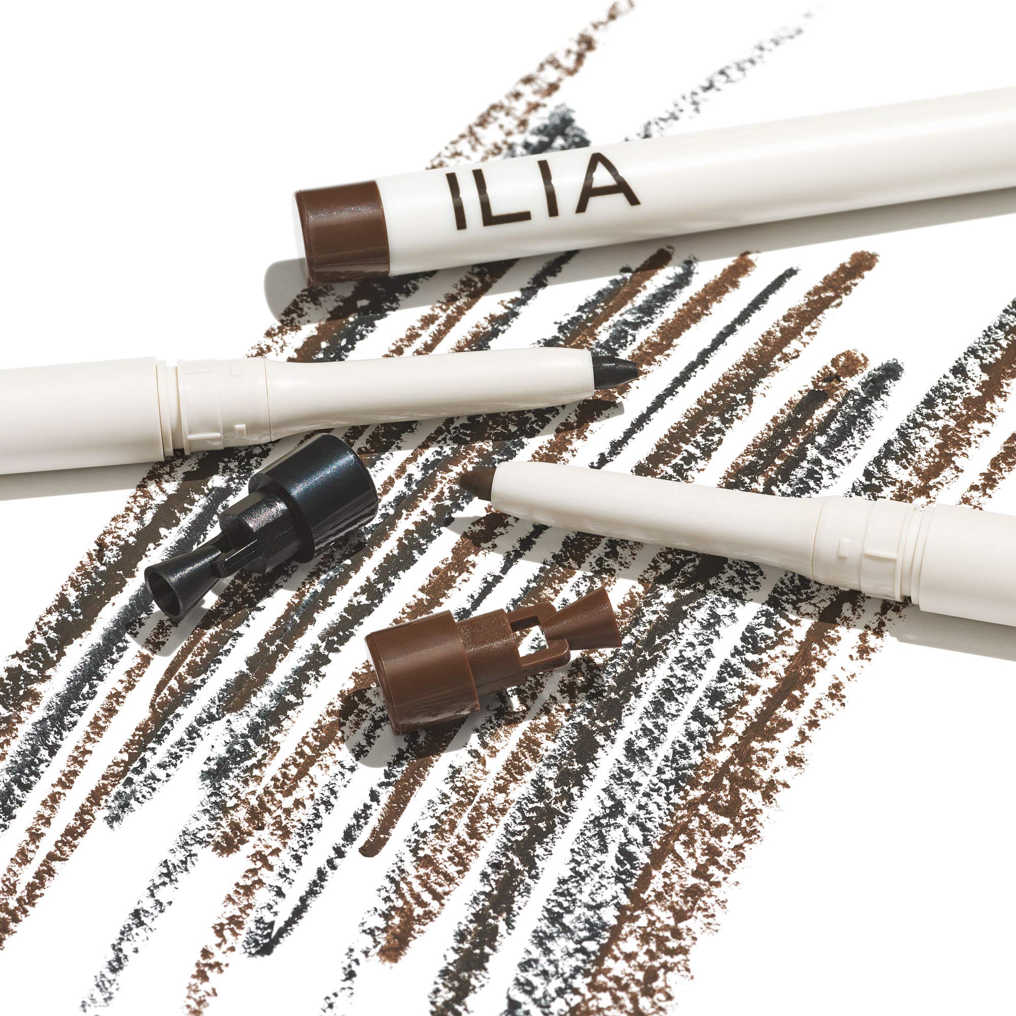 ILIA built-in sharpener end ready for quick touch-ups on the go.